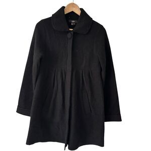 Luii Black 100%‎ Boiled Wool Button Up Collared Jacket Pockets Size S